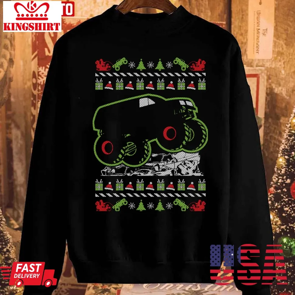 Hot Christmas Monster Trucks Unisex Sweatshirt TShirt