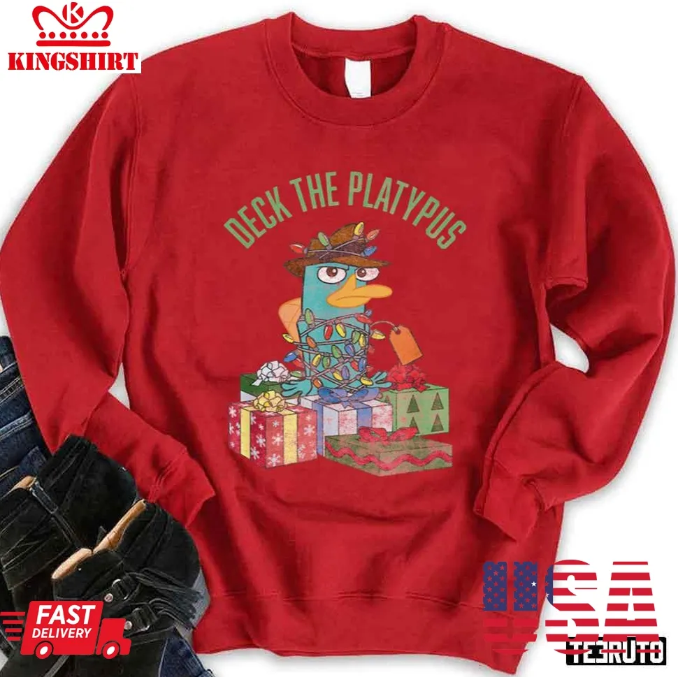 Funny Christmas Perry Deck The Platypus Sweatshirt Plus Size