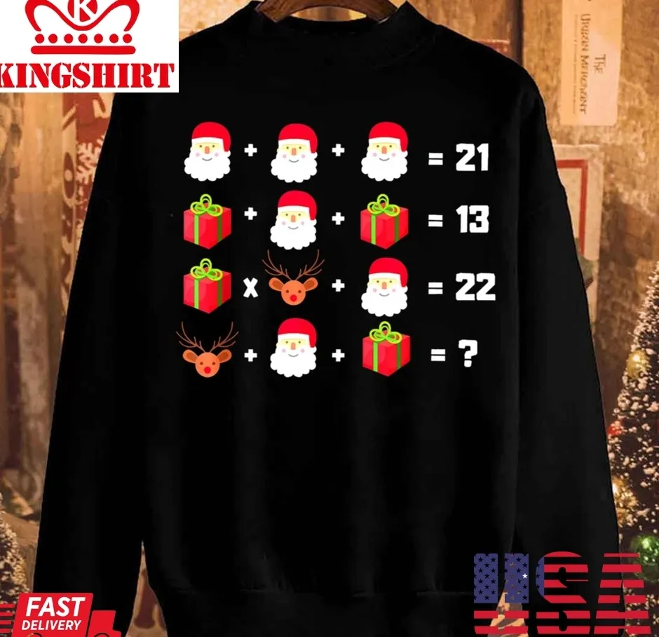 Christmas Teacher Math Equations Unisex Sweatshirt Size up S to 4XL