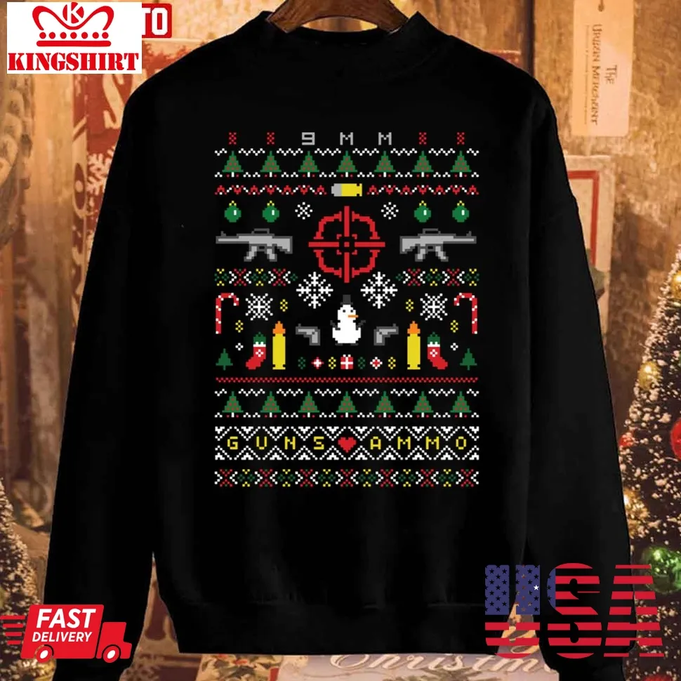 Top Christmas With Guns Unisex Sweatshirt Plus Size