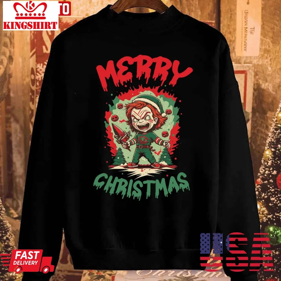 Love Shirt Chucky Christmas 2023 Halloween Unisex Sweatshirt Size up S to 4XL