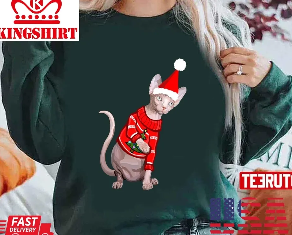 Cozy Christmas Sphynx Cat Unisex Sweatshirt Size up S to 4XL