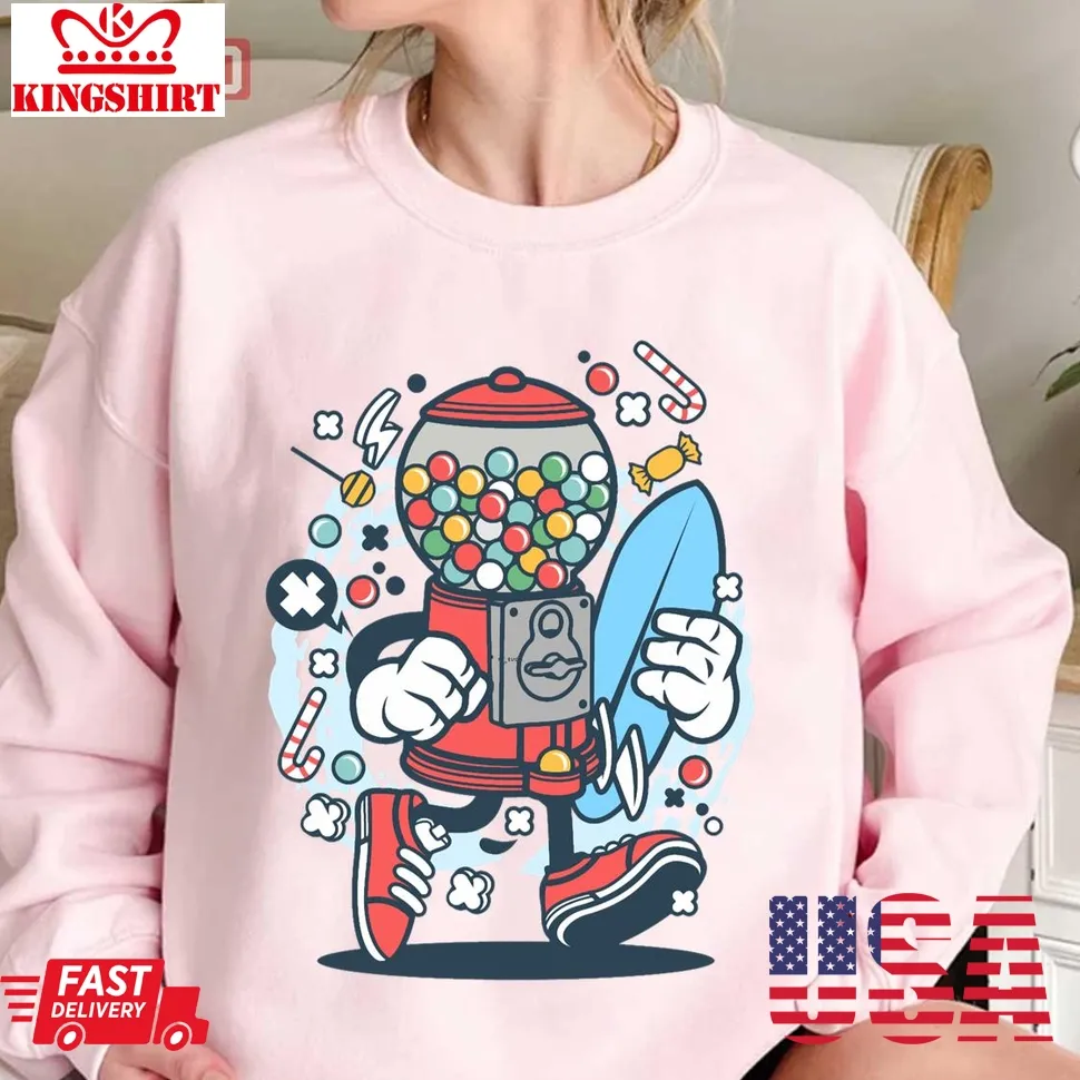 Free Style Cute Candy Machine Surfer Unisex Sweatshirt Unisex Tshirt