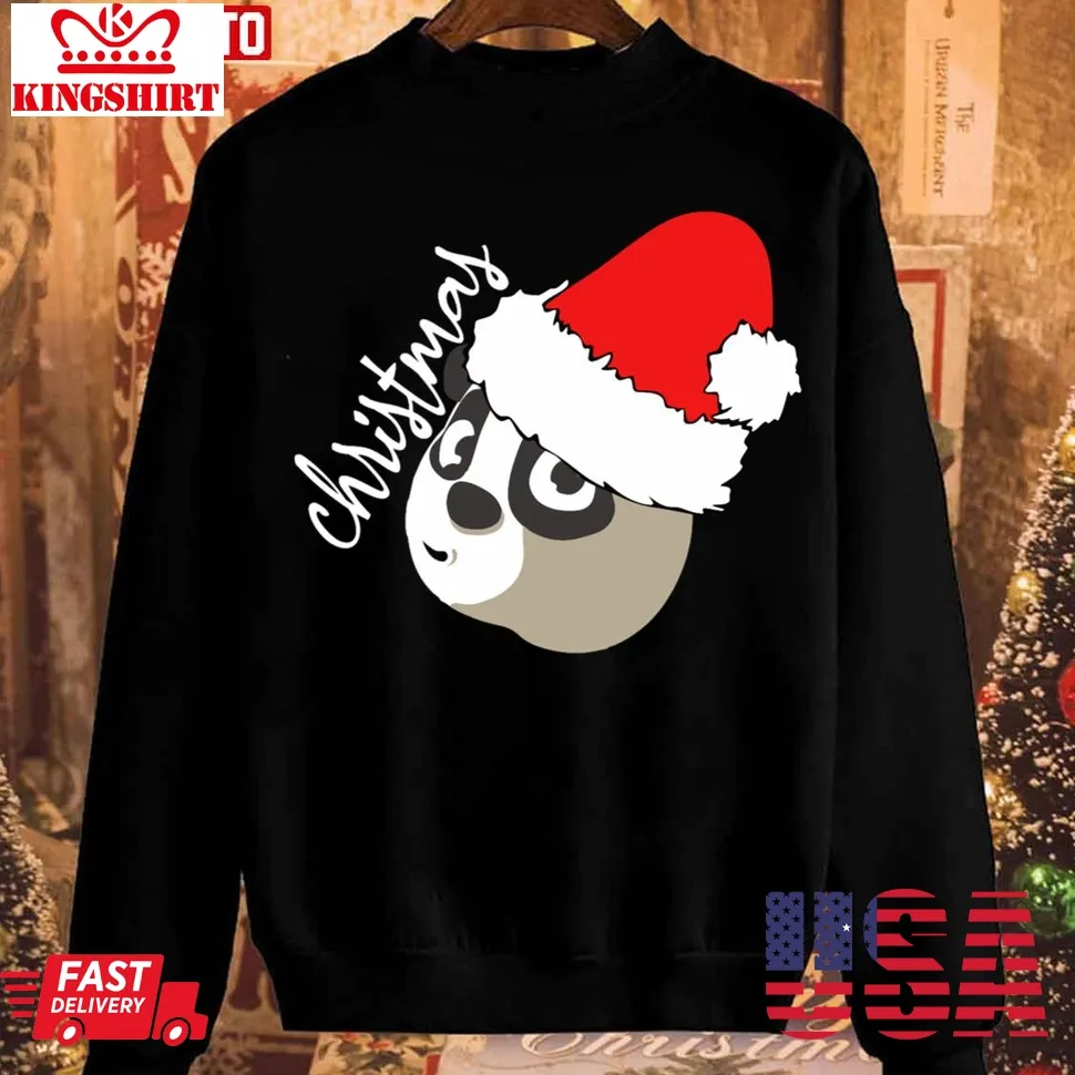 Hot Cute Panda Face Merry Christmas Unisex Sweatshirt TShirt