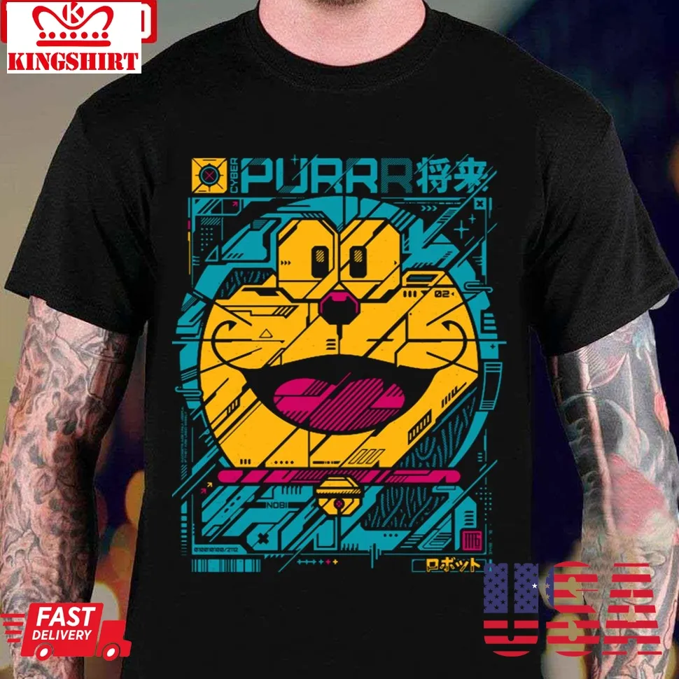Oh Cyber Purrr Doraemon Unisex T Shirt Size up S to 4XL