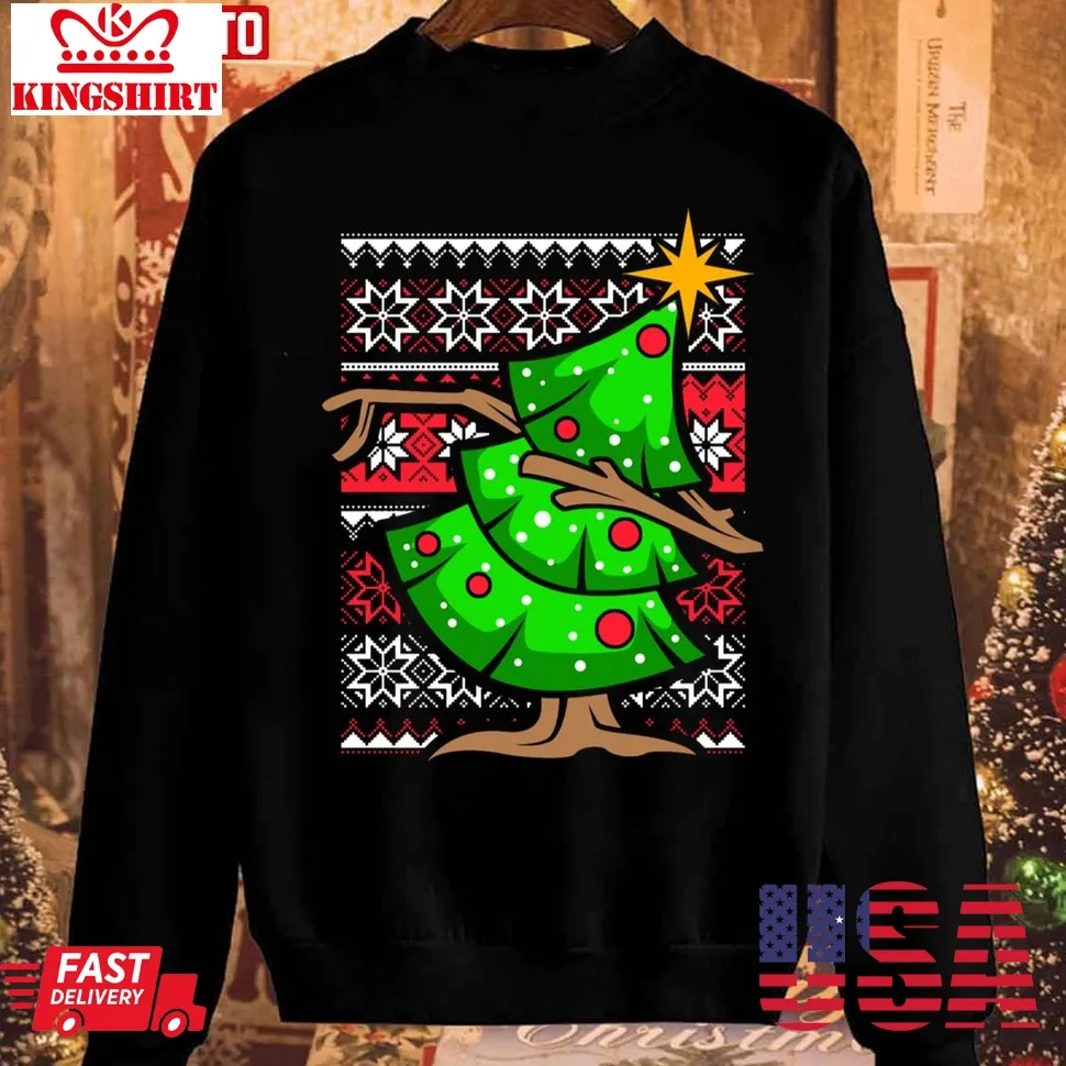 Romantic Style Dabbing Tree Christmas 2023 Unisex Sweatshirt Unisex Tshirt