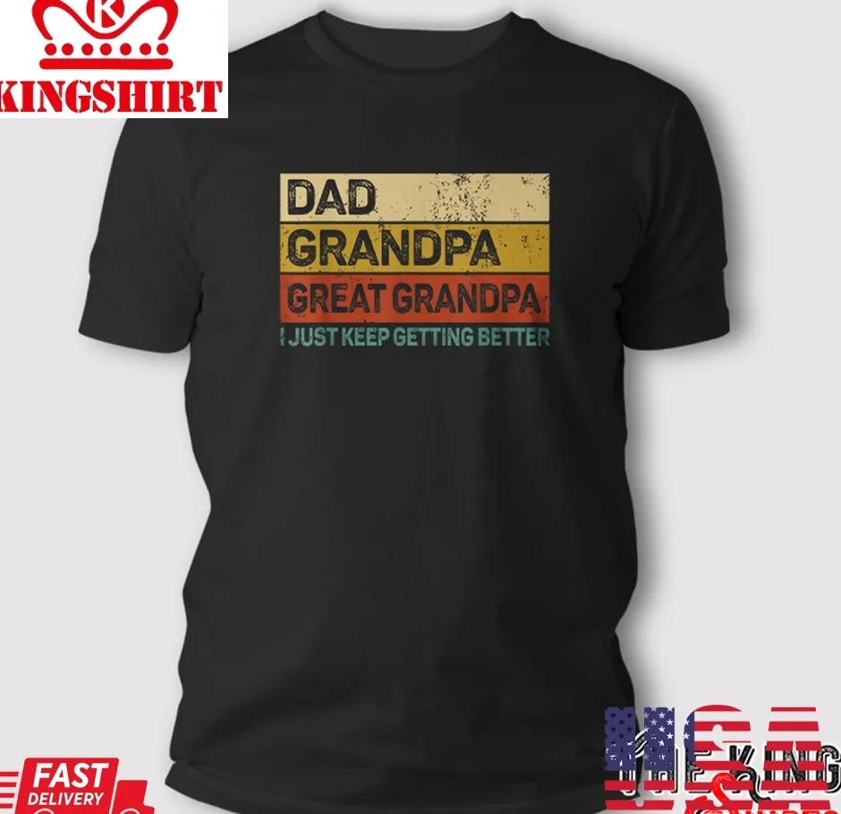 Fathers Day Gift From Grandkids Dad Grandpa Great Grandpa T Shirt Size up S to 4XL