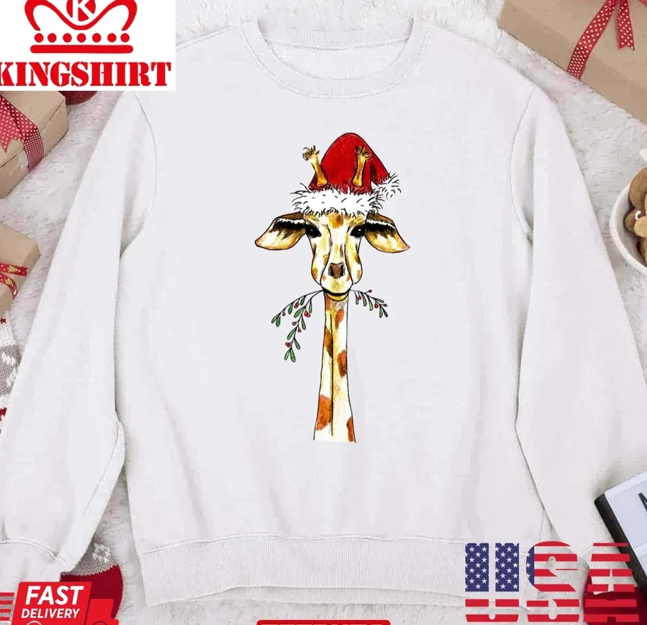 Festive Foodie Christmas Giraffe Unisex Sweatshirt Plus Size