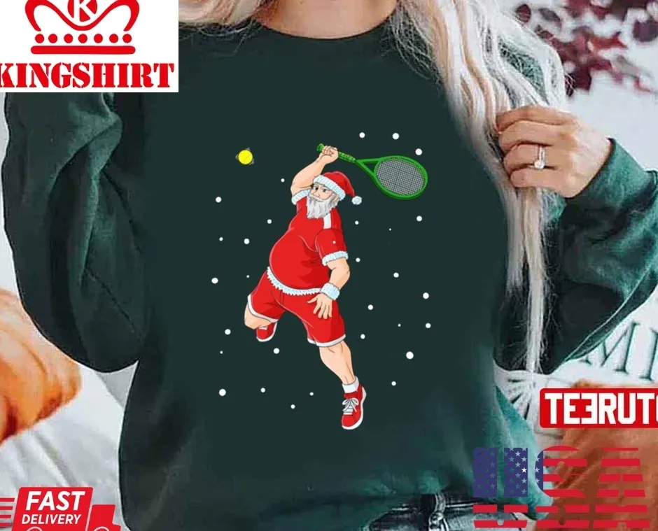 Funny Tennis Santa Claus Christmas Player Unisex Sweatshirt Size up S to 4XL