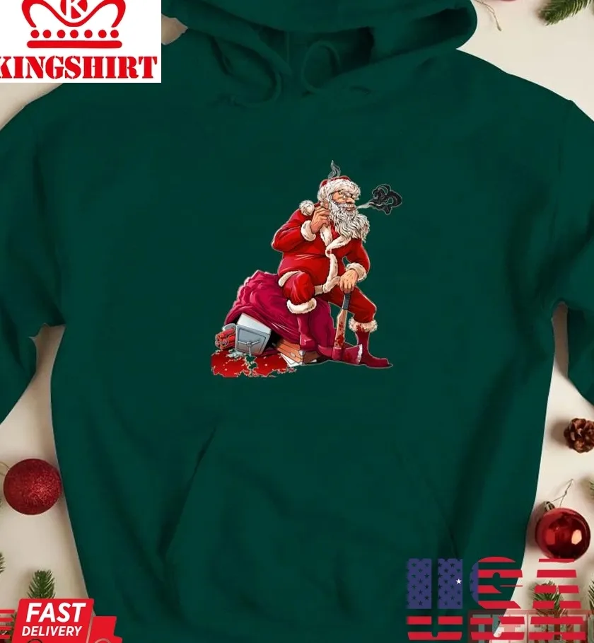 Gangster Santa Christmas Naughty Cartoon Unisex Sweatshirt Plus Size