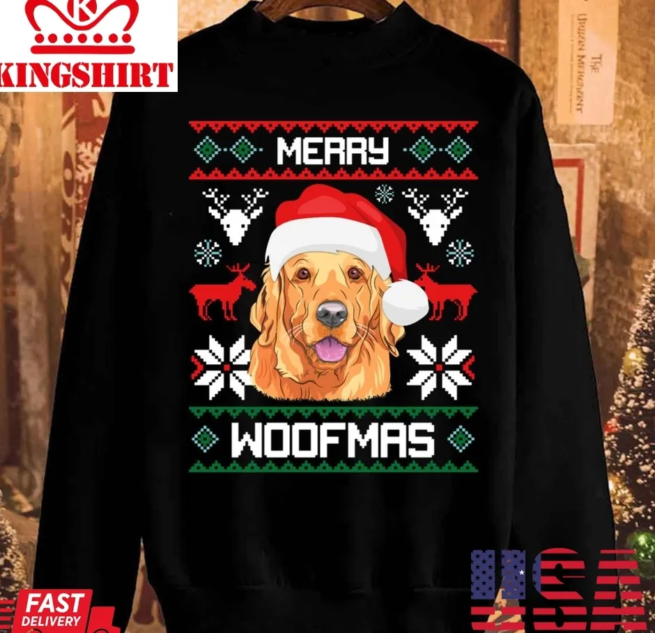 Golden Retriever Merry Woofmas Christmas Goldie Dog Unisex Sweatshirt Unisex Tshirt