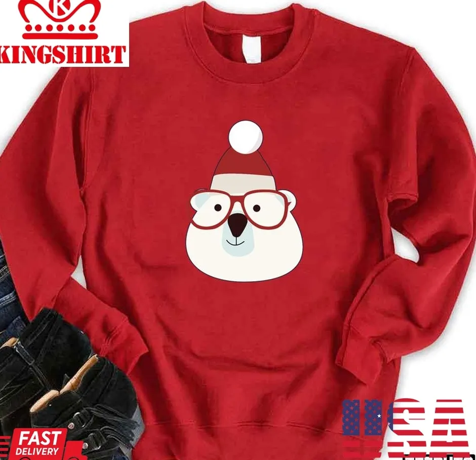 Hipster Polar Bear Christmas Unisex Sweatshirt Plus Size
