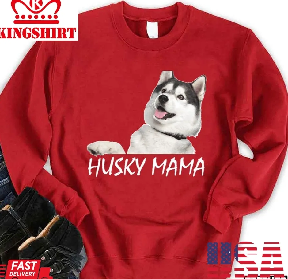 Husky Mama With Dog Drawing Hand Christmas Unisex Sweatshirt TShirt