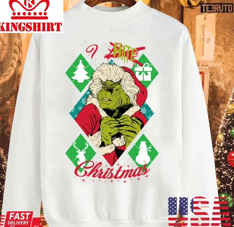 I Hate Xmas Vintage Christmas Grinch Unisex Sweatshirt TShirt