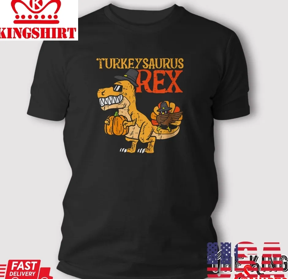 Awesome Kids Turkeysaurus Rex Dab Turkey Dino Toddler Boys Thanksgiving T Shirt Size up S to 4XL
