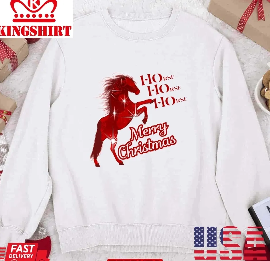 Funny Merry Christmas Horse Equestrian Horse Holiday Unisex Sweatshirt Plus Size