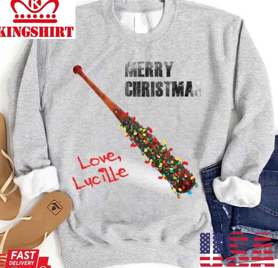 Awesome Merry Christmas Lucille Twd Walking Dead Unisex Sweatshirt Size up S to 4XL