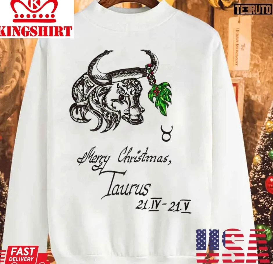 Love Shirt Merry Christmas Taurus Unisex Sweatshirt Size up S to 4XL
