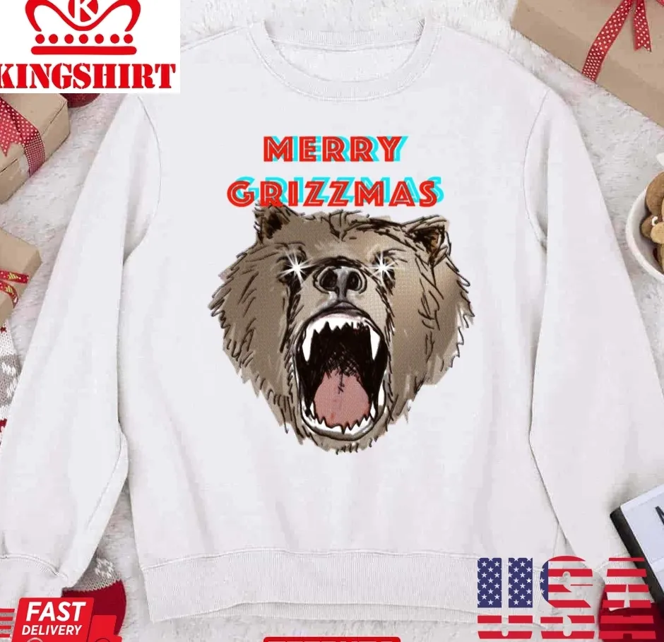 Love Shirt Merry Grizzmas I Wish You A Very Beary Christmas Unisex Sweatshirt Size up S to 4XL