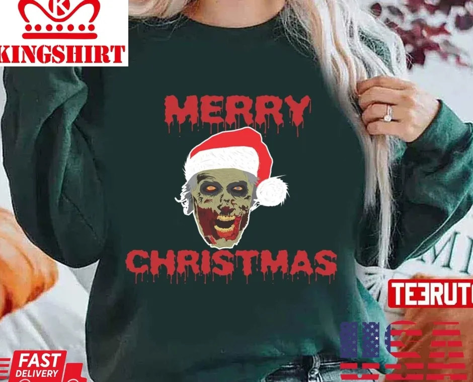 Romantic Style Merry Zombie Christmas Unisex Sweatshirt Unisex Tshirt