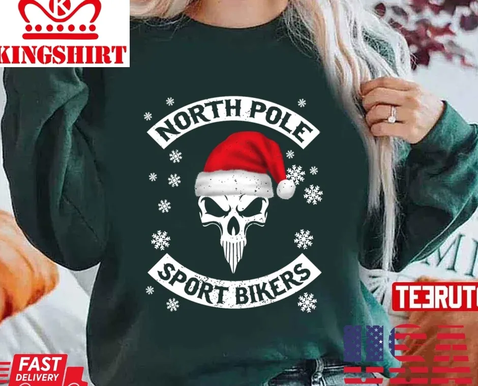 Hot Motorcycle Christmas North Pole Sport Biker Unisex Sweatshirt TShirt