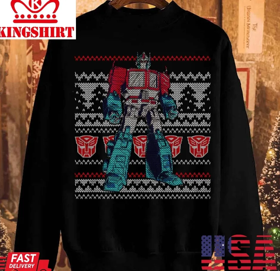 Oh Optimus Prime Faux Christmas Transformers Unisex Sweatshirt Size up S to 4XL