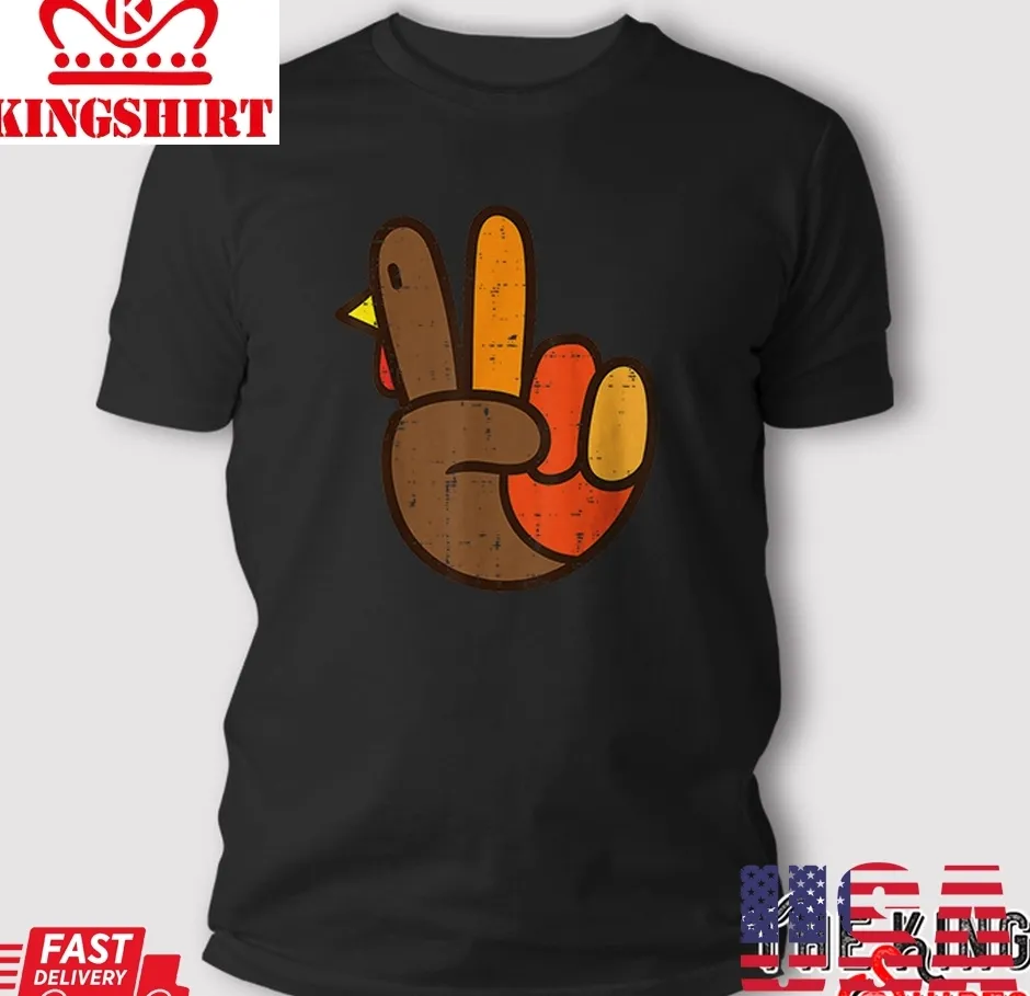 The cool Peace Sign Turkey Hand Cool Thanksgiving Hippie Men Women T Shirt Unisex Tshirt