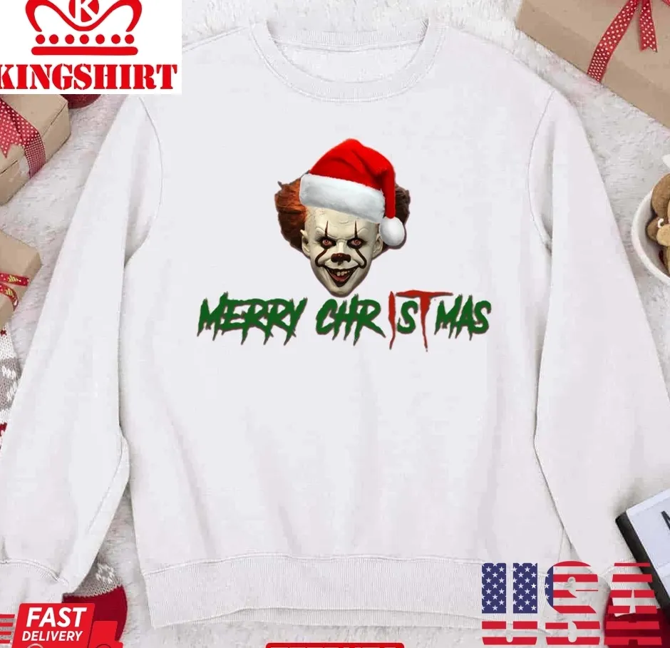 Vote Shirt Pennywise Says Merry Christmas Unisex Sweatshirt Unisex Tshirt