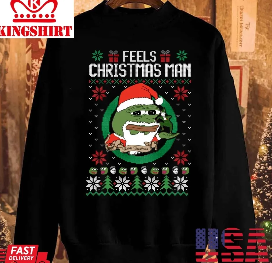 Free Style Pepe Feels Man Christmas 2023 Unisex Sweatshirt Unisex Tshirt
