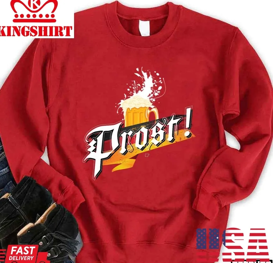 Vintage Prost Beer German Flag Oktoberfest Bavarian Festival Unisex Sweatshirt Size up S to 4XL