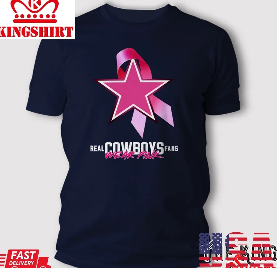 Free Style Real Cowboys Fan Wear Pink Breast Cancer Awareness Dallas Cowboys T Shirt Unisex Tshirt