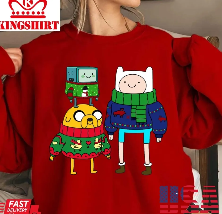 Love Shirt Redesign Christmas 2023 Finn Jake Bmo Unisex Sweatshirt Size up S to 4XL