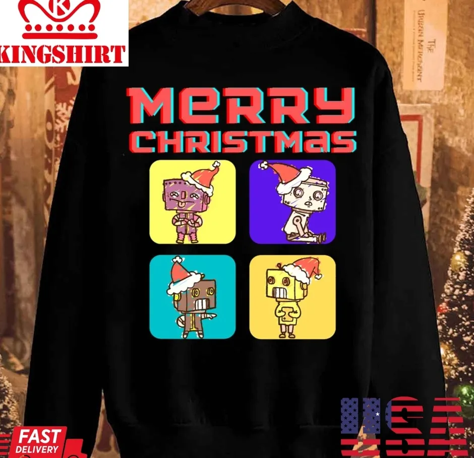 Romantic Style Robot Christmas 2023 Unisex Sweatshirt Unisex Tshirt