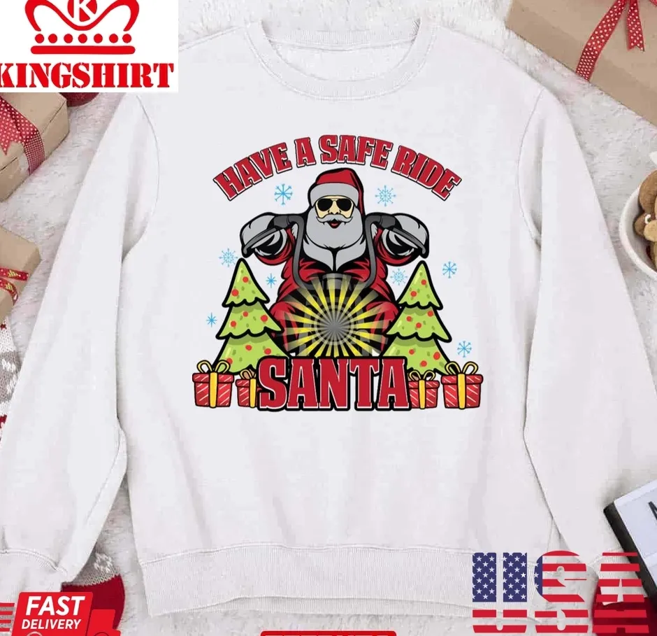 The cool Santa Claus Happy Motorcycle Christmas Unisex Sweatshirt Unisex Tshirt