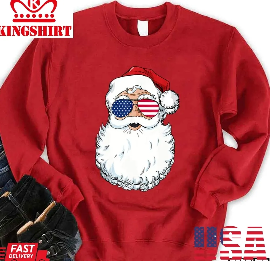 Best Santa Claus Patriotic Usa Sunglasses Unisex Sweatshirt TShirt