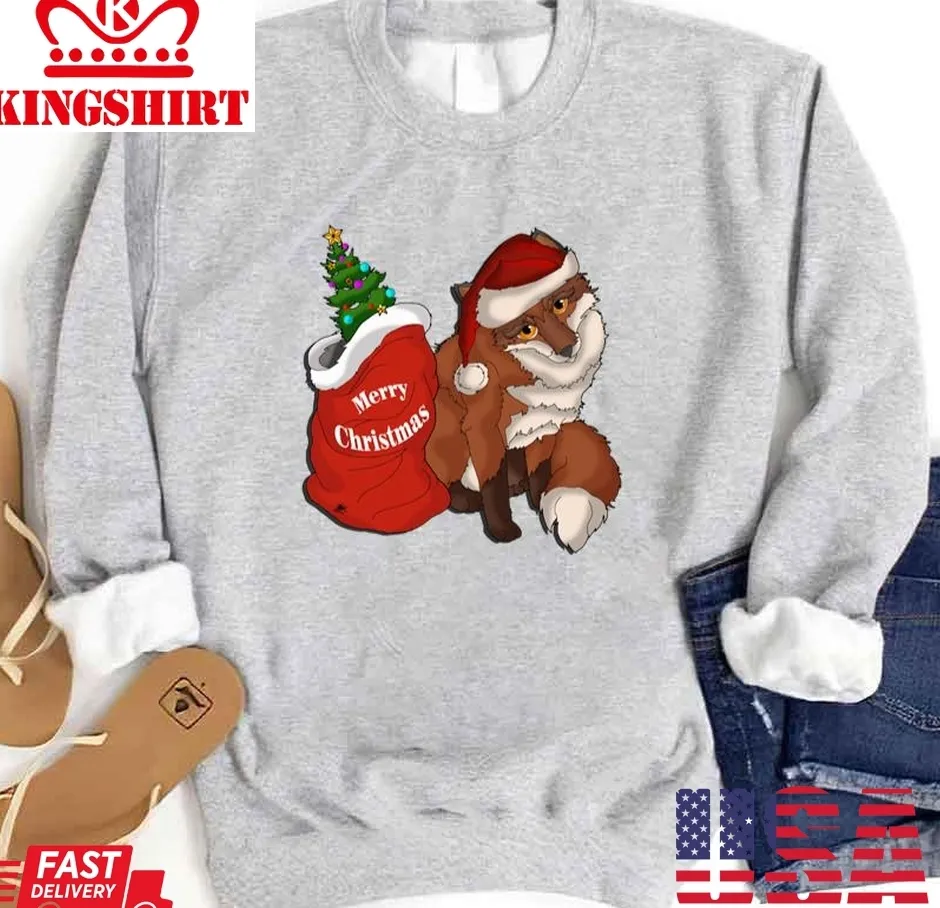 The cool Santa Fox Is Coming To Town Unisex Sweatshirt Unisex Tshirt