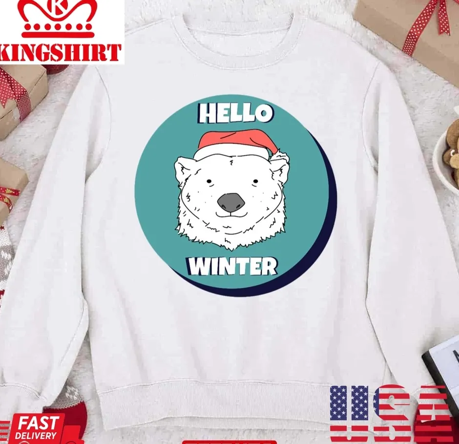 Romantic Style Santa Polar Bear 2023 Christmas Unisex Sweatshirt Unisex Tshirt