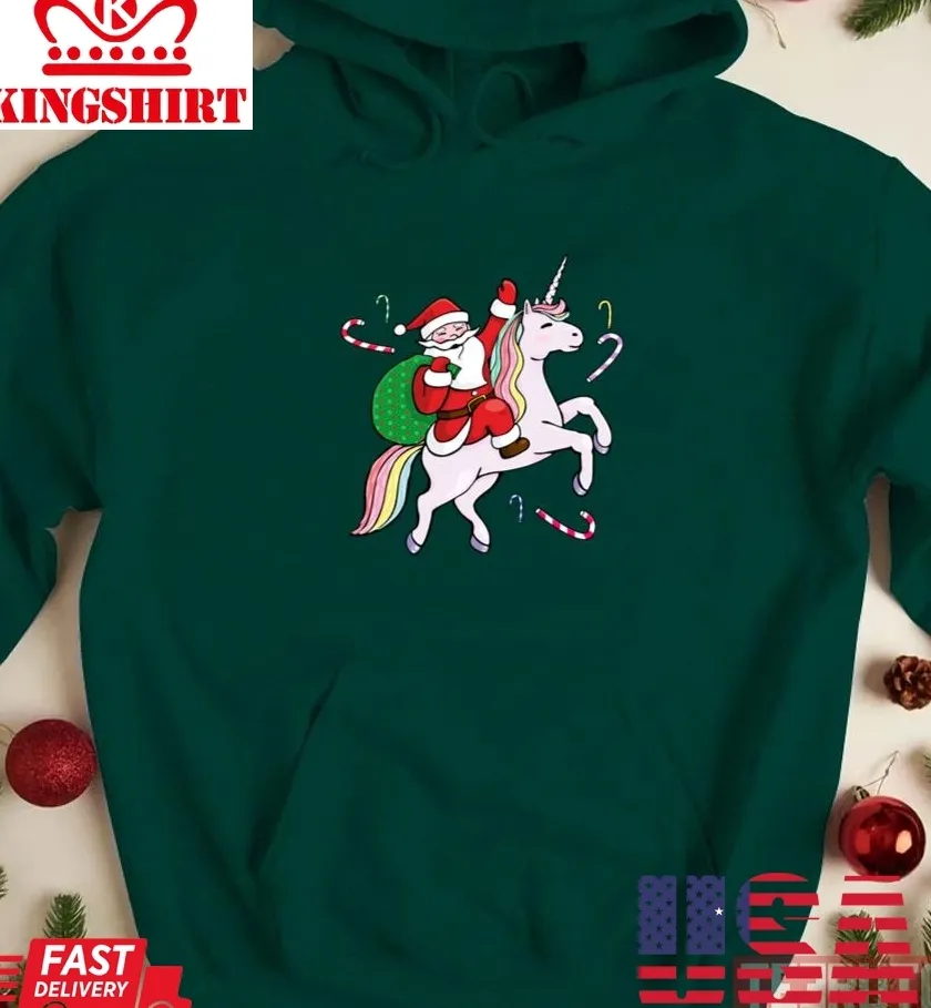Original Santa Riding A Unicorn Christmas Unisex Sweatshirt TShirt
