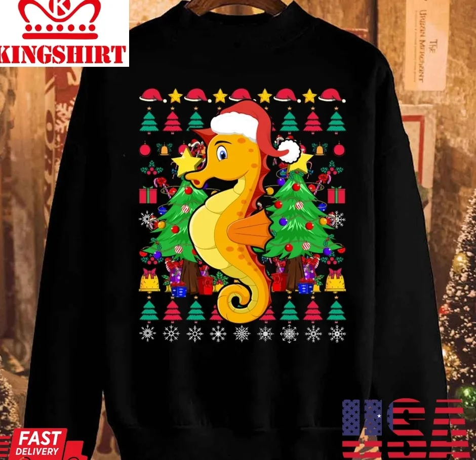Love Shirt Santa Seahorse Christmas Unisex Sweatshirt Size up S to 4XL