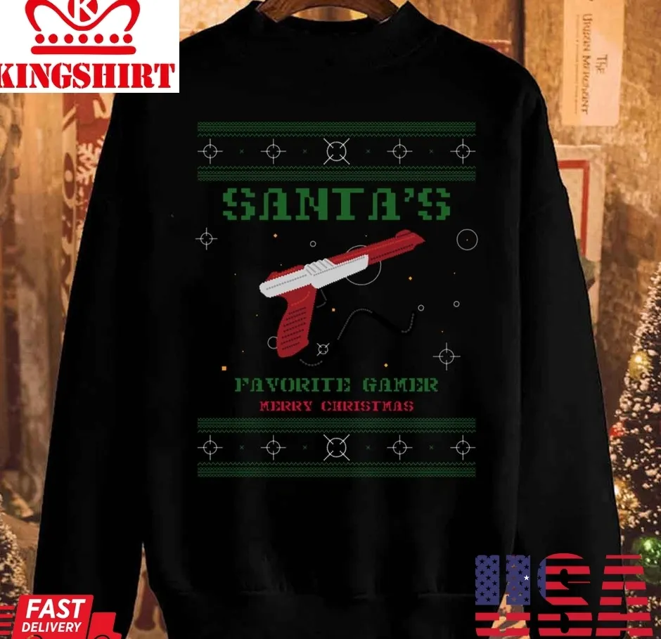 Vintage Santa's Favorite Gamer Christmas 2023 Unisex Sweatshirt Size up S to 4XL