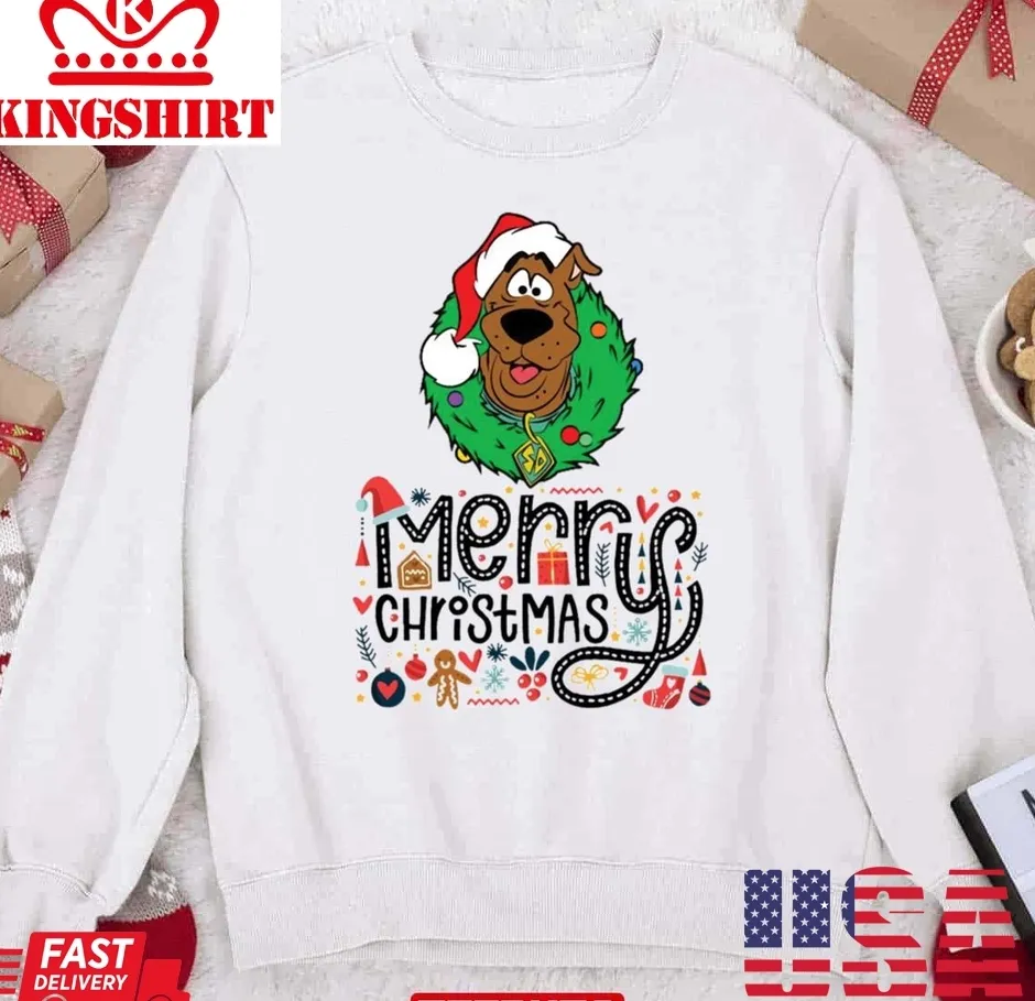 Vintage Scoopy Doo Dog Merry Christmas Unisex Sweatshirt Size up S to 4XL