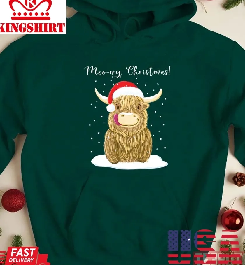 Top Scottish Highland Cow Moo Rry Christmas Wee Hamish Unisex Sweatshirt Plus Size
