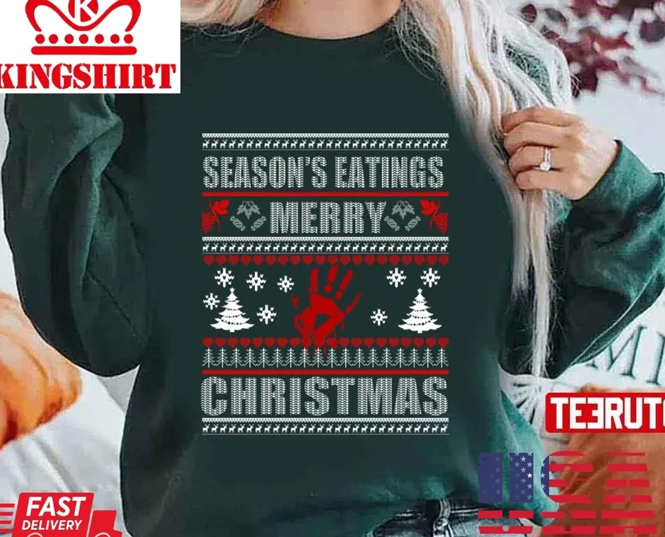Top Season's Eatings Merry Christmas Zombie Funny Unisex Sweatshirt Plus Size