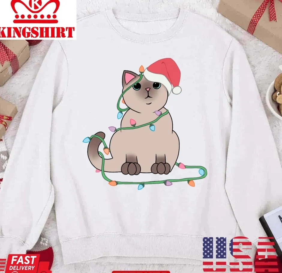 Original Siamese Cat Christmas Lights Unisex Sweatshirt TShirt