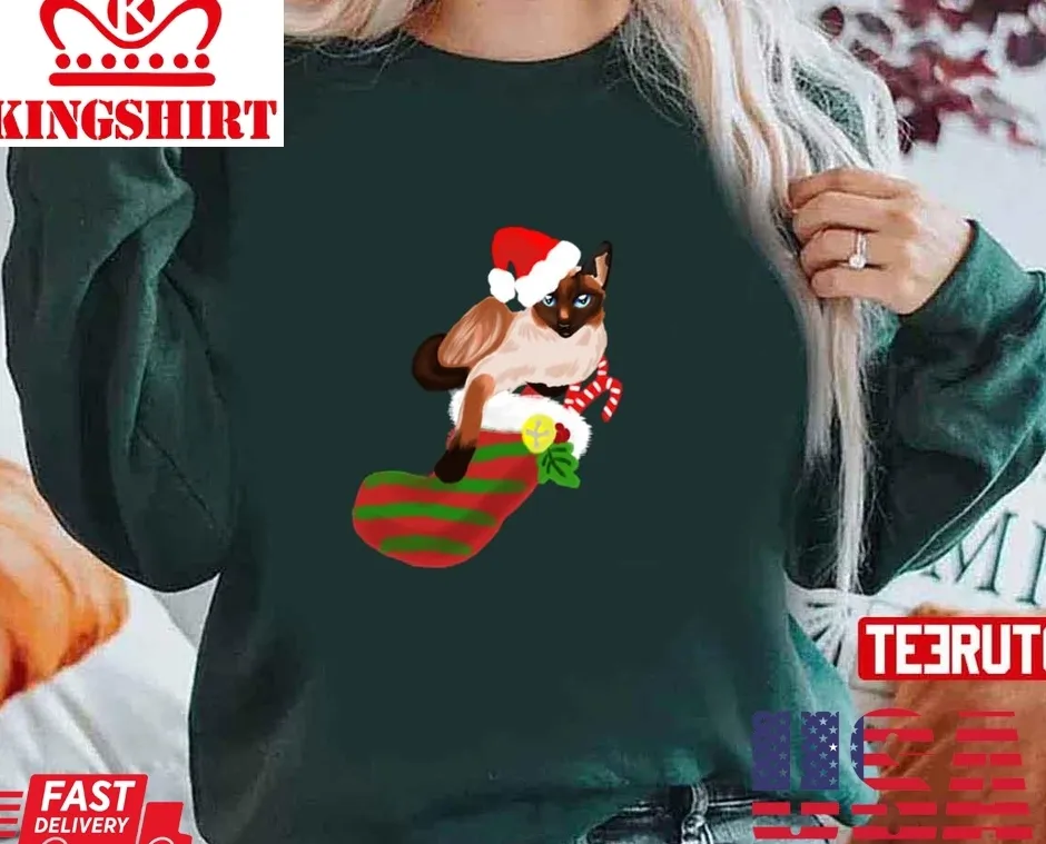 The cool Siamese Cat With Stocking Christmas Unisex Sweatshirt Unisex Tshirt