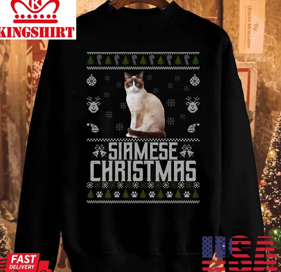 Awesome Siamese Christmas Festive Cat Breeds Unisex Sweatshirt Size up S to 4XL
