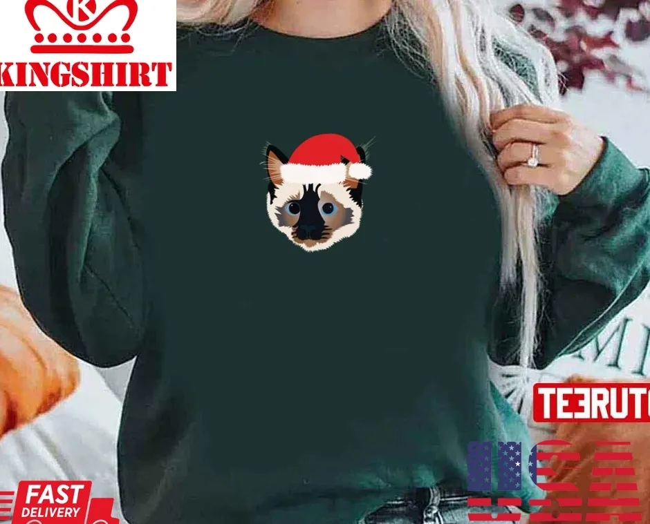 Top Siamese Santa Christmas Unisex Sweatshirt Plus Size