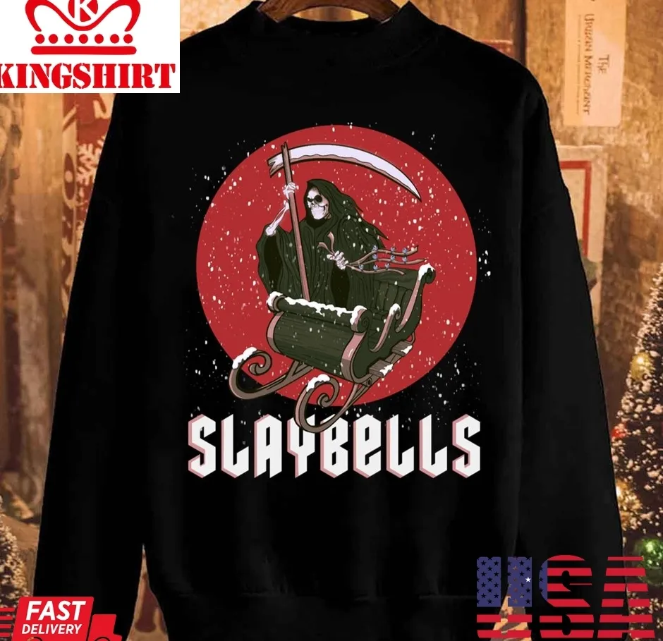 Vintage Slaybells Grim Reaper Christmas Holiday Unisex Sweatshirt Size up S to 4XL