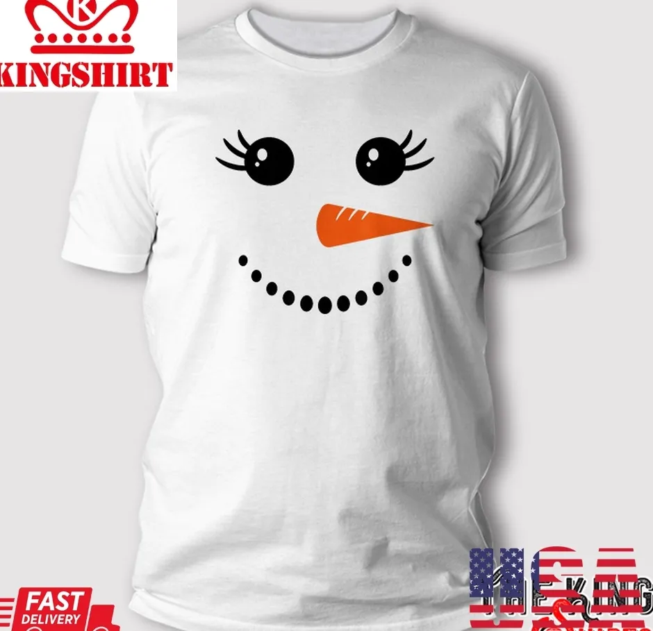 Love Shirt Snowman Girl Face For Girls Christmas Winter T Shirt Size up S to 4XL