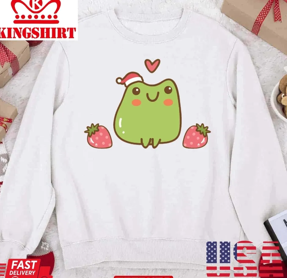 Funny Strawberry Frog Christmas Unisex Sweatshirt Plus Size